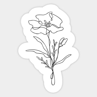 Wildflower Botanical Line Art | Elegant Floral Leaf Design Sticker